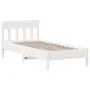 Bettgestell aus weißem Kiefernholz mit Kopfteil 90x200 cm von , Betten und Lattenroste - Ref: Foro24-842659, Preis: 91,60 €, ...
