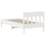Bettgestell aus weißem Kiefernholz mit Kopfteil 90x200 cm von , Betten und Lattenroste - Ref: Foro24-842659, Preis: 91,60 €, ...