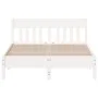Bed frame with white pine wood headboard 135x190 cm by , Beds and slatted bases - Ref: Foro24-842667, Price: 123,75 €, Discou...