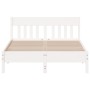Bettgestell mit Kopfteil aus weißem Kiefernholz, 135 x 190 cm von , Betten und Lattenroste - Ref: Foro24-842667, Preis: 124,8...