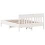 Bed frame with white pine wood headboard 135x190 cm by , Beds and slatted bases - Ref: Foro24-842667, Price: 124,87 €, Discou...
