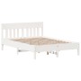 Bed frame with white pine wood headboard 120x190 cm by , Beds and slatted bases - Ref: Foro24-842671, Price: 120,76 €, Discou...