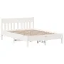 Bed frame with white pine wood headboard 120x190 cm by , Beds and slatted bases - Ref: Foro24-842671, Price: 119,39 €, Discou...