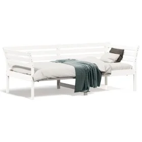 Sofá cama madera maciza de pino blanco 90x190 cm de , Camas y somieres - Ref: Foro24-842879, Precio: 123,82 €, Descuento: %