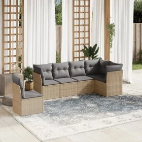 Garden sofa set with cushions 6 pieces beige synthetic rattan by , Garden sets - Ref: Foro24-3249538, Price: 381,37 €, Discou...