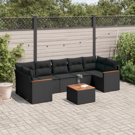 Set de sofás de jardín 8 piezas y cojines ratán sintético negro de , Conjuntos de jardín - Ref: Foro24-3258212, Precio: 524,0...