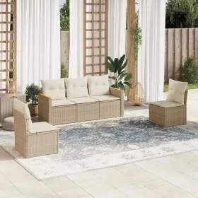 Garden sofa set with cushions 5 pieces beige synthetic rattan by , Garden sets - Ref: Foro24-3258250, Price: 343,45 €, Discou...