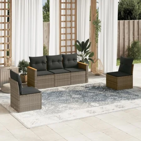 Garden sofa set with cushions 5 pieces gray synthetic rattan by , Garden sets - Ref: Foro24-3258252, Price: 300,29 €, Discoun...