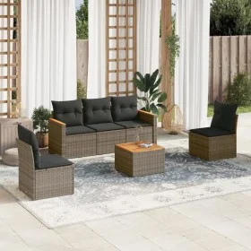 6-piece garden furniture set and gray synthetic rattan cushions by , Garden sets - Ref: Foro24-3258259, Price: 344,90 €, Disc...
