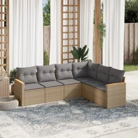 Garden sofa set with cushions 6 pieces beige synthetic rattan by , Garden sets - Ref: Foro24-3258405, Price: 399,51 €, Discou...