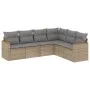 Gartensofa-Set mit Kissen, 6-teilig, beiges synthetisches Rattan von , Gartensets - Ref: Foro24-3258405, Preis: 399,51 €, Rab...