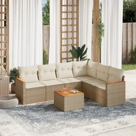 7-piece garden sofa set and beige synthetic rattan cushions by , Garden sets - Ref: Foro24-3258411, Price: 474,32 €, Discount: %