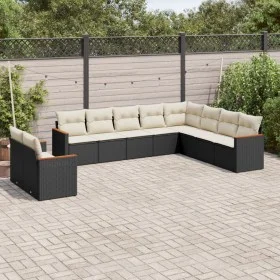 Garden sofa set 10 pieces with black synthetic rattan cushions by , Garden sets - Ref: Foro24-3258514, Price: 595,53 €, Disco...