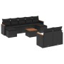 Set de sofás de jardín 10 pzas cojines ratán sintético negro