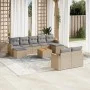 Gartensofa-Set mit beigen Kissen, 10-teilig, synthetisches Rattan von , Gartensets - Ref: Foro24-3258811, Preis: 616,28 €, Ra...