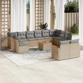 Gartensofa-Set mit Kissen, 13-teilig, beiges synthetisches Rattan von , Gartensets - Ref: Foro24-3258853, Preis: 826,04 €, Ra...