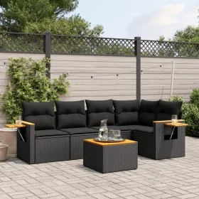 6-piece garden sofa set and black synthetic rattan cushions by , Garden sets - Ref: Foro24-3259192, Price: 412,40 €, Discount: %
