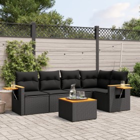 6-teiliges Gartensofa-Set und schwarze synthetische Rattankissen von , Gartensets - Ref: Foro24-3259192, Preis: 436,74 €, Rab...