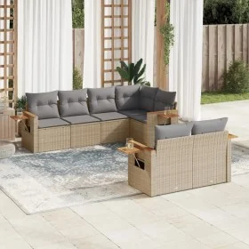 7-piece garden sofa set and beige synthetic rattan cushions by , Garden sets - Ref: Foro24-3259385, Price: 524,52 €, Discount: %