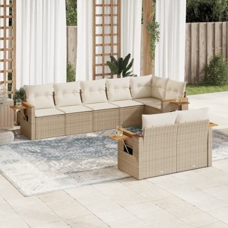 Gartensofa-Set mit beigen Kissen 8 Stück PE-Rattan von , Gartensets - Ref: Foro24-3259391, Preis: 616,76 €, Rabatt: %