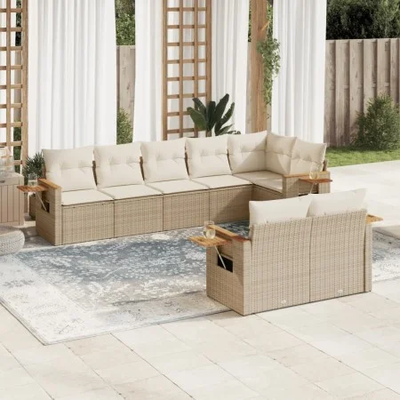Juego de sofás de jardín con cojines beige 8 pzas ratán PE de , Conjuntos de jardín - Ref: Foro24-3259391, Precio: 615,90 €, ...