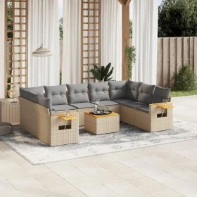 Gartensofa-Set mit beigen Kissen, 10-teilig, synthetisches Rattan von , Gartensets - Ref: Foro24-3259525, Preis: 641,34 €, Ra...