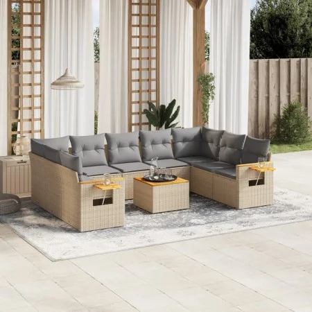 Garden sofa set with beige cushions 10 pieces synthetic rattan by , Garden sets - Ref: Foro24-3259525, Price: 641,34 €, Disco...