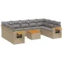 Garden sofa set with beige cushions 10 pieces synthetic rattan by , Garden sets - Ref: Foro24-3259525, Price: 641,34 €, Disco...