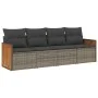 4-piece garden sofa set and gray synthetic rattan cushions by , Garden sets - Ref: Foro24-3259855, Price: 273,81 €, Discount: %