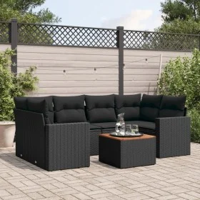 7-piece garden dining set and black synthetic rattan cushions by , Garden sets - Ref: Foro24-3224018, Price: 449,18 €, Discou...
