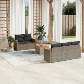 6-piece garden furniture set and gray synthetic rattan cushions by , Garden sets - Ref: Foro24-3258189, Price: 376,76 €, Disc...