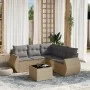 Gartensofa-Set mit Kissen, 6-teilig, beiges synthetisches Rattan von , Gartensets - Ref: Foro24-3253696, Preis: 426,68 €, Rab...