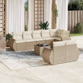 Set de sofás de jardín 9 pzas con cojines ratán sintético beige de , Conjuntos de jardín - Ref: Foro24-3253965, Precio: 688,9...