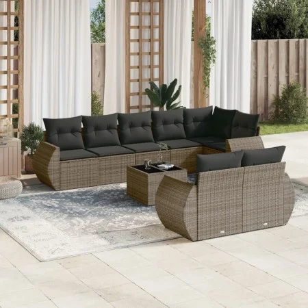 9-piece garden furniture set and gray synthetic rattan cushions by , Garden sets - Ref: Foro24-3253967, Price: 626,51 €, Disc...