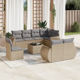 Set de sofás de jardín 9 pzas con cojines ratán sintético beige de , Conjuntos de jardín - Ref: Foro24-3253986, Precio: 639,5...