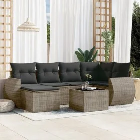 7-teiliges Gartensofa-Set mit grauen PE-Rattan-Kissen von , Gartensets - Ref: Foro24-3254007, Preis: 447,71 €, Rabatt: %