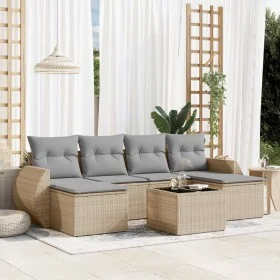 7-teiliges Gartensofa-Set und beige synthetische Rattankissen von , Gartensets - Ref: Foro24-3254066, Preis: 435,06 €, Rabatt: %