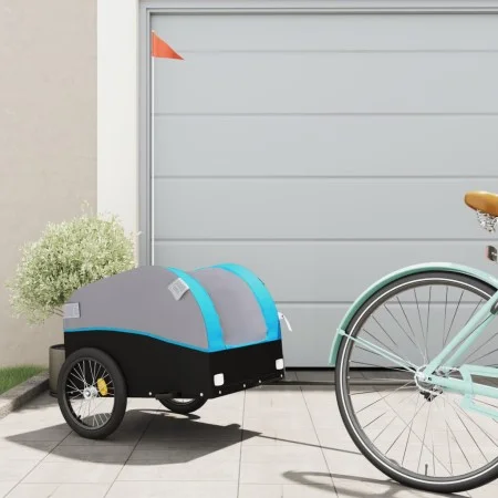 Remolque para bicicleta hierro negro y azul 30 kg by , Bicycle trailers - Ref: Foro24-94121, Price: 83,68 €, Discount: %