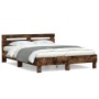 Smoked oak engineered wood bed with headboard 150x200 cm by , Beds and slatted bases - Ref: Foro24-3207417, Price: 143,37 €, ...