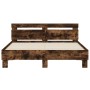 Smoked oak engineered wood bed with headboard 150x200 cm by , Beds and slatted bases - Ref: Foro24-3207417, Price: 143,37 €, ...