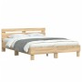 Sonoma oak engineered wood bed with headboard 150x200 cm by , Beds and slatted bases - Ref: Foro24-3207415, Price: 125,20 €, ...