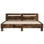 Smoked oak engineered wood bed with headboard 180x200 cm by , Beds and slatted bases - Ref: Foro24-3207403, Price: 188,38 €, ...