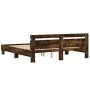 Smoked oak engineered wood bed with headboard 180x200 cm by , Beds and slatted bases - Ref: Foro24-3207403, Price: 188,38 €, ...