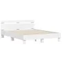 White engineered wood bed frame with headboard 140x200cm by , Beds and slatted bases - Ref: Foro24-3207420, Price: 117,10 €, ...