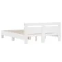 White engineered wood bed frame with headboard 140x200cm by , Beds and slatted bases - Ref: Foro24-3207420, Price: 117,10 €, ...