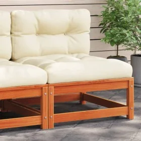 Gartenecksofa und Kissen aus braun gewachstem Kiefernholz. von , Modulare Sofas für den Außenbereich - Ref: Foro24-838082, Pr...