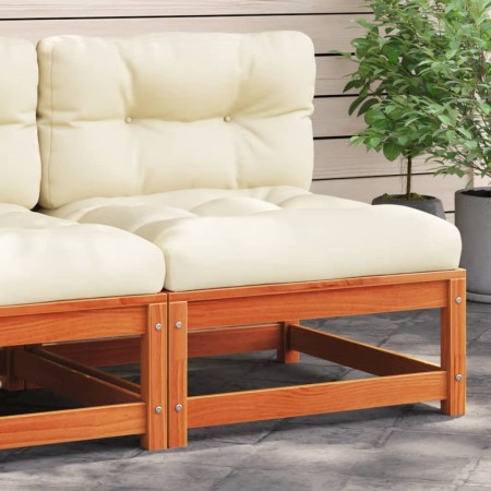 Sofá de esquina de jardín y cojines madera pino marrón cera by , Modular outdoor sofas - Ref: Foro24-838082, Price: 85,72 €, ...