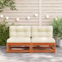 Sofá de esquina de jardín y cojines madera pino marrón cera by , Modular outdoor sofas - Ref: Foro24-838082, Price: 85,72 €, ...