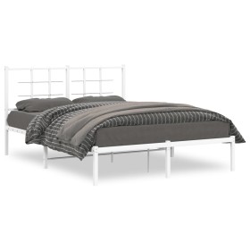Metallbettgestell mit weißem Kopfteil 135x190 cm von , Betten und Lattenroste - Ref: Foro24-355609, Preis: 82,52 €, Rabatt: %