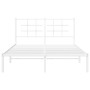 Estructura de cama de metal con cabecero blanca 135x190 cm de , Camas y somieres - Ref: Foro24-355609, Precio: 82,44 €, Descu...